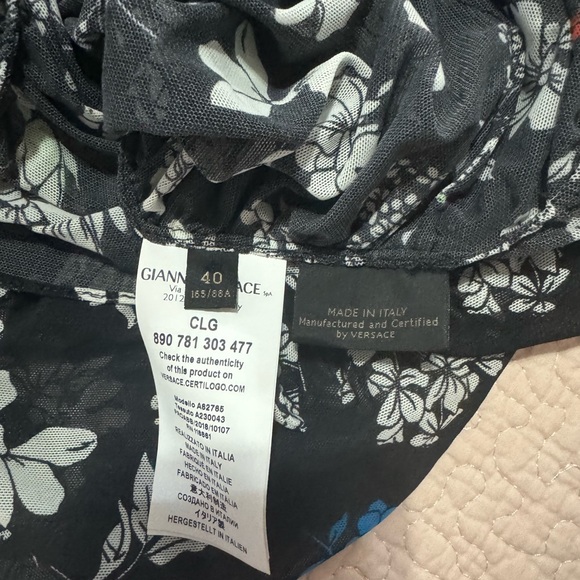 Versace Floral Print Mini Dress - Black Dress. - Picture 2 of 3